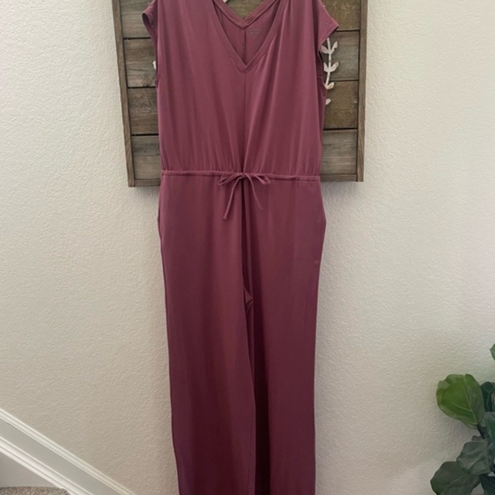 Athleta willow jumpsuit dusty mauve pink size Large Tall‎